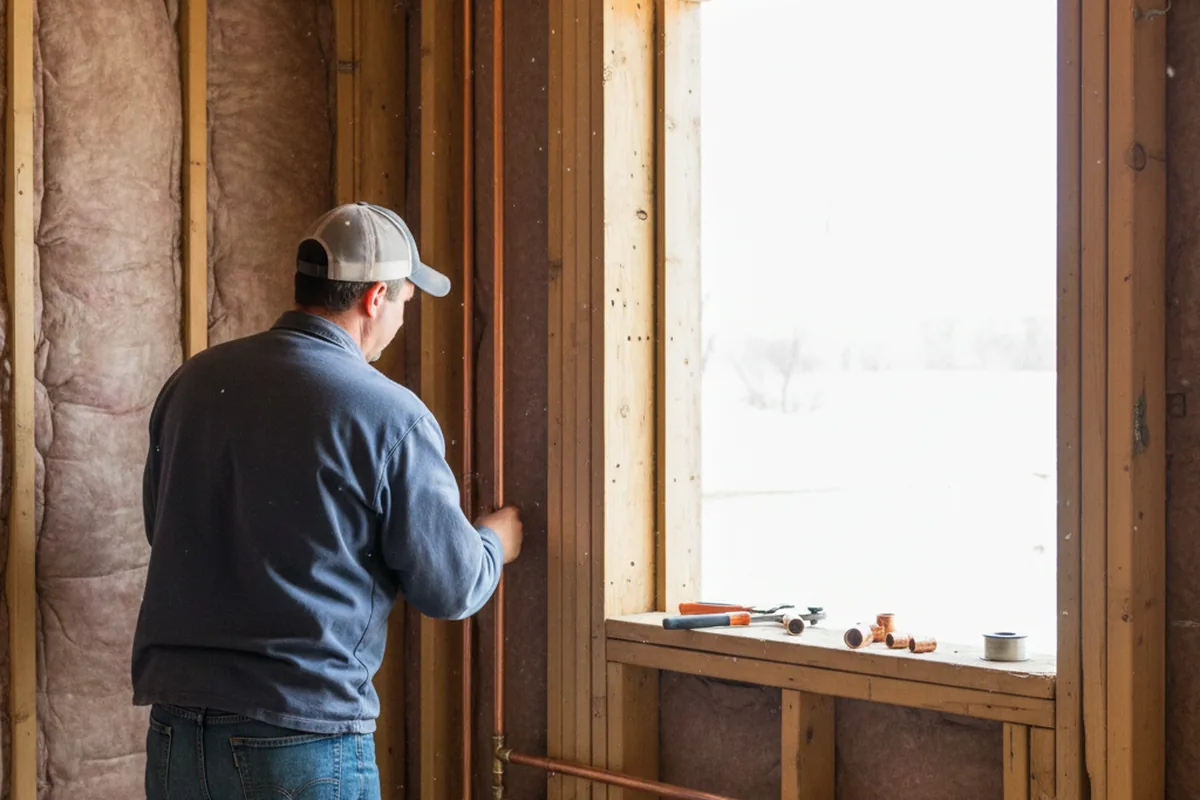 Licensed plumber running new copper supply lines in a Lost Hills home