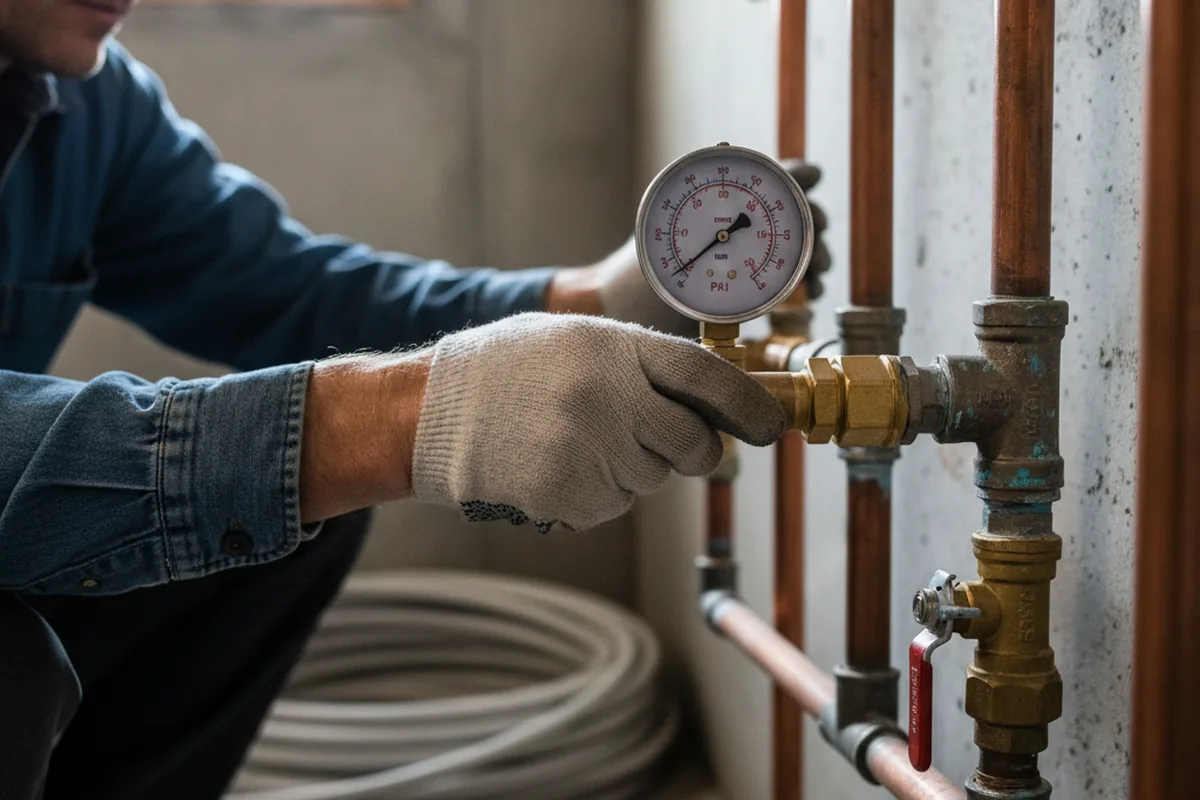 Pressure testing a repaired line during Water Line Repair in Lost Hills